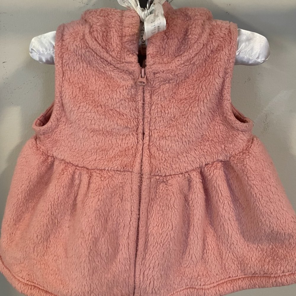 NWOT - Carter's Pink Faux Fur Hooded Vest - Size 12 Mo